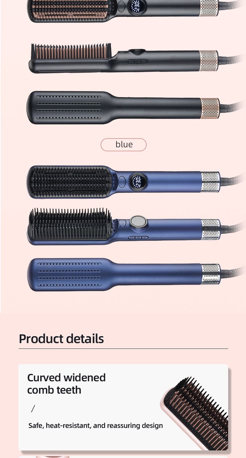 Volumenkamm mit Heiß- und Kaltluft, Glätteisen mit Verbrühungsschutz und LCD, 2-in-1-Haarstyling-Tool_voghion.com