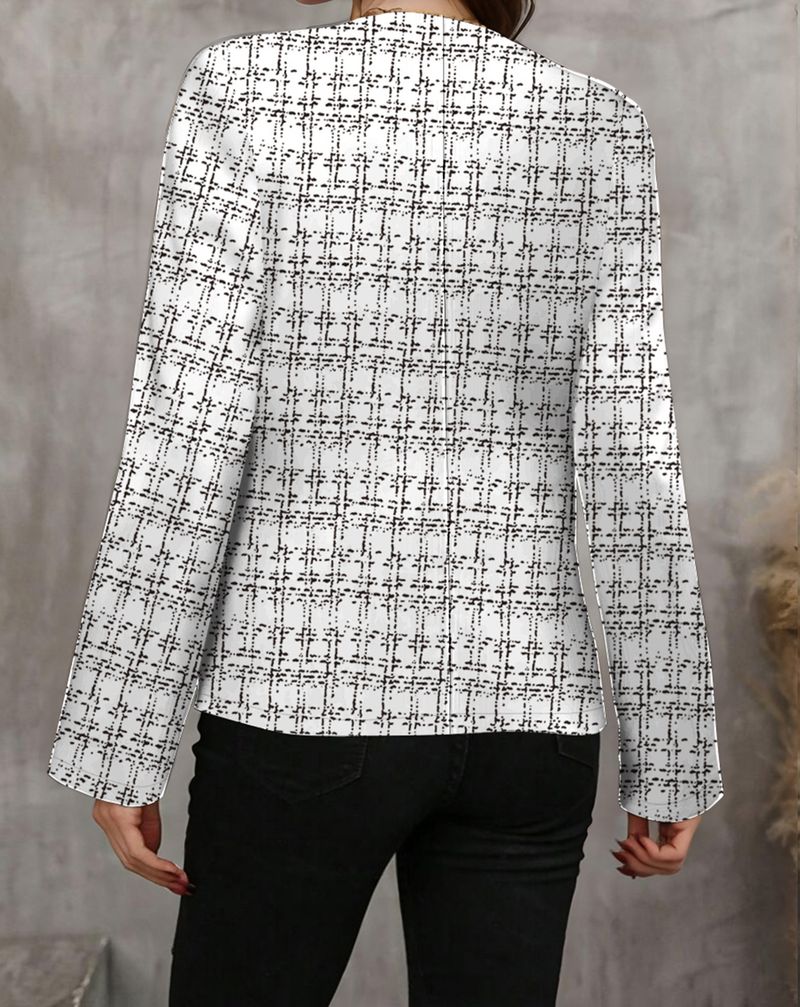 Eleganter ärmelloser Blazer für Damen – Büroweste mit geometrischem Druck und Polokragen (10 Farben, S-3XL)_voghion.com