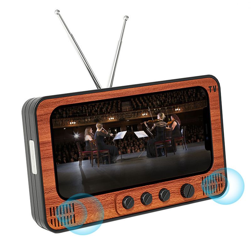Retro Bluetooth Speaker Hifi Stereo Sound Box Vintage TV Design Wireless Handsfree Music Player Portable Phone Holder_voghion.com