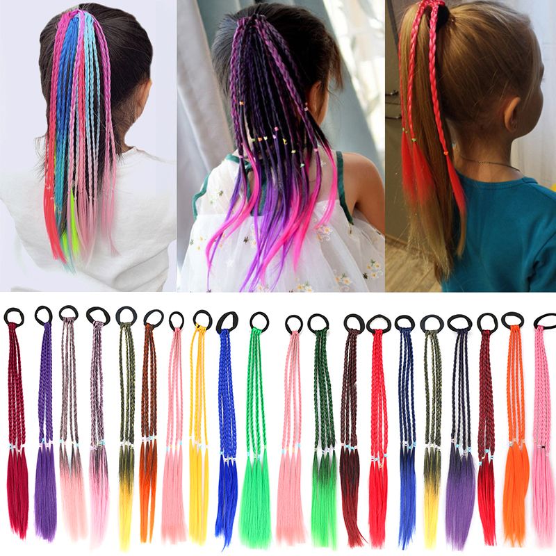 Sintētiskā gradienta krāsa, netīra pīta zirgaste, varavīksnes 30 cm elastīga gumijas lente, zirgastes matu pieaudzēšana meitenēm_voghion.com