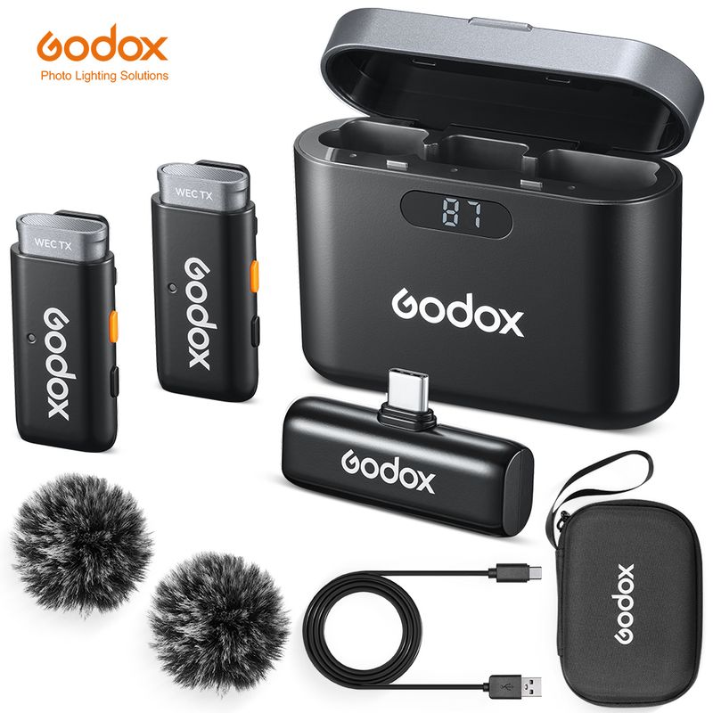 GODOX WES1 WES2 2.4GHz Wireless Microphone System Transmitter Receiver Live Broadcast Reduction Noise Mic for Camera_voghion.com