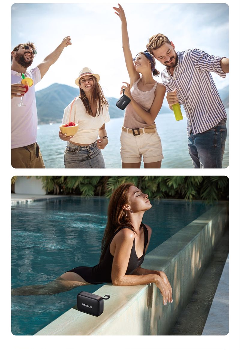 Baseus AeQur 30 Mini Bärbara Bluetooth Högtalare Basdrivrutiner IPX6 Vattentät 12 Timmars Batteritid Bluetooth 5.3 Camping_voghion.com