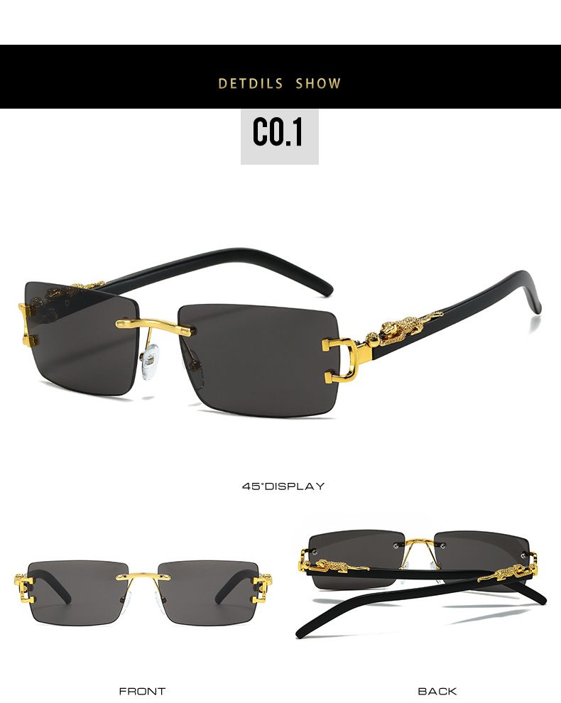 VOOTHOST Unisex Randlose Kunststoffrahmen Bunte Modebrille für Sommerurlaub Outdoor-Reisen Bekleidungszubehör mit Leder-Brillenetui F0119_voghion.com