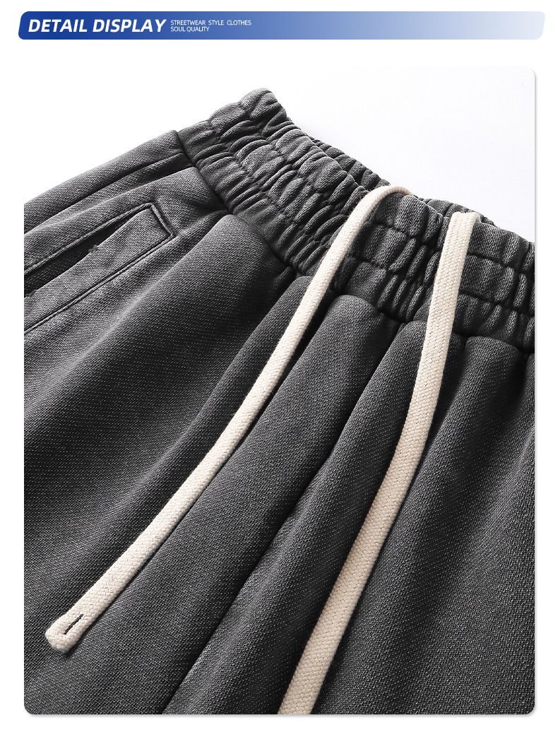 Men's Distressed Straight Leg Pants - High Street Fashion Vintage Washed Cotton Trousers With Ripped Details (S-XXL, Black/Gray)_voghion.com