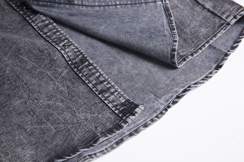 Man's clothing Men's denim short sleeve shirt Double pocket short sleeve shirt_voghion.com