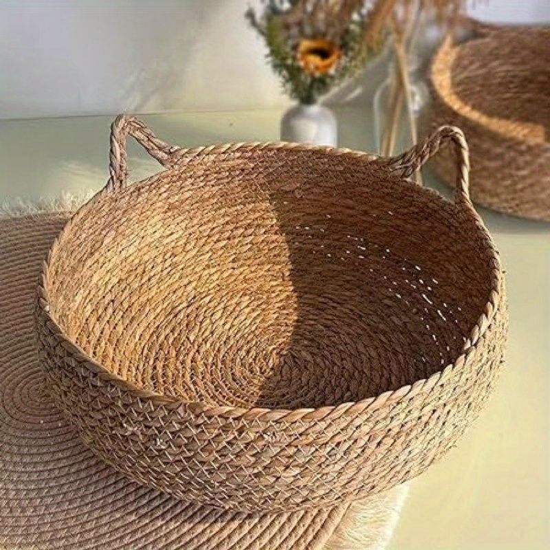 Coussin en peluche tissé confortable pour lit de chat, coussin de sommeil profond, coussin de chenil rond tissé à la main pour animaux de compagnie, panier de nid de couchage avec oreiller pour l'intérieur_voghion.com