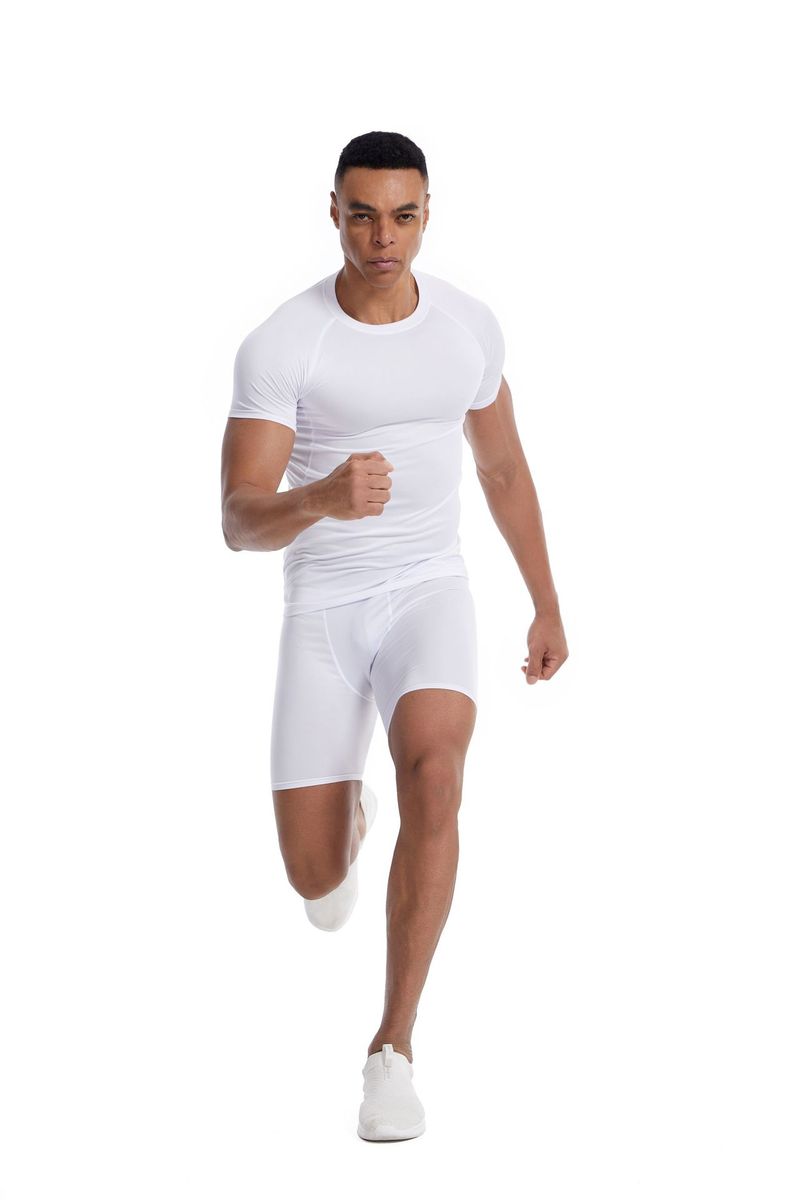 Fitness Outdoor Sports Quick Dry Short Sleeve T-shirt Men Training Running Elastic Tight Clothing_voghion.com