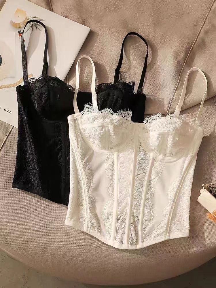 Corsetto sexy con arricciature, in pizzo con ciglia, per abbigliamento da donna, trasparente, con imbracatura Pure Desire_voghion.com