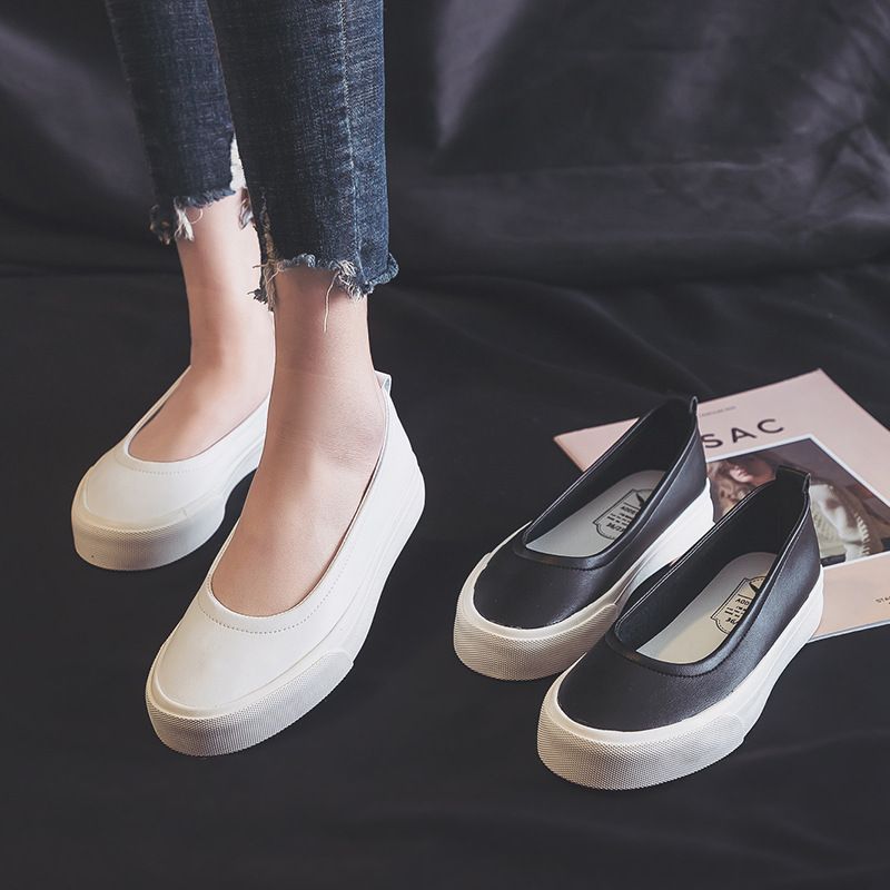 2024 Spring New Shallow Mouth Little White Women's Soft Sole, One Step Lazy Flat Bottom Nurse Sho, Breathable Work_voghion.com
