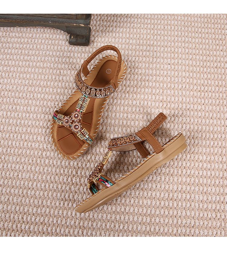Sandal Female Summer Rhinestones Flat Round Head Fish Mouth Open Toe Cool_voghion.com