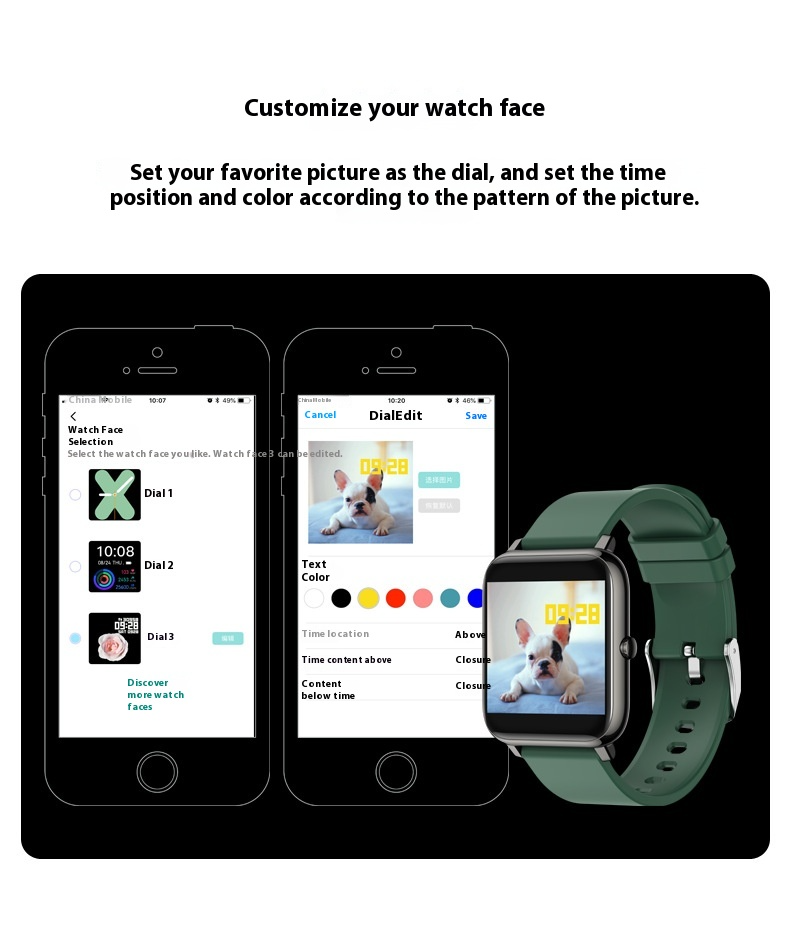 Orologio sportivo intelligente - Dotato di monitoraggio della frequenza cardiaca, impermeabile IP67, durata della batteria di 30 giorni (borsa da braccio gratuita)_voghion.com