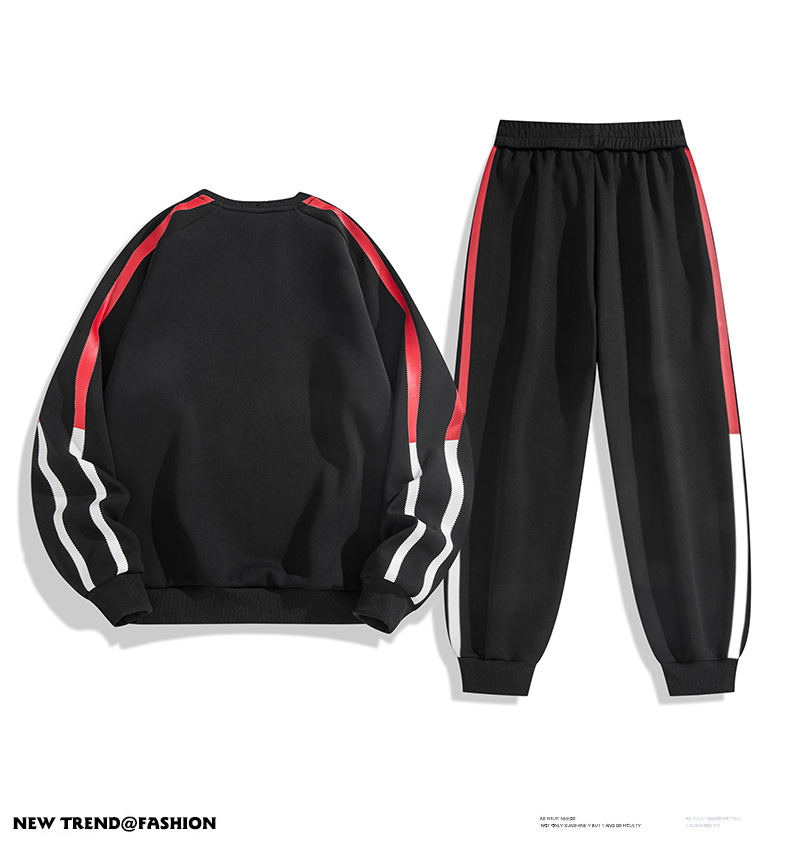 Conjunto de sudadera con capucha para hombre, estilo estudiante, para primavera y otoño, informal, holgado, con un elegante conjunto de dos piezas de pantalones tobilleros._voghion.com
