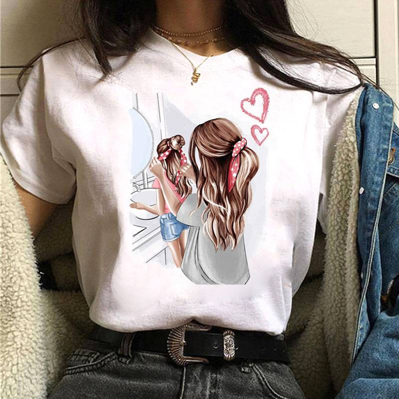 Women's mother's day printed t-shirt women's white short sleeve _voghion.com