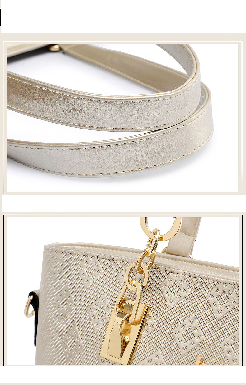 Set di borse da donna, elegante borsa da donna con motivo a rombi in rilievo, borsa a mano con tracolla a sei pezzi_voghion.com