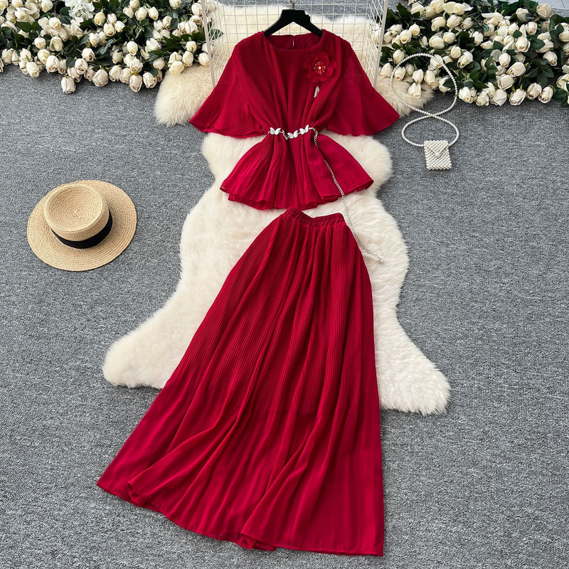 Omen's Clothing Sommerkleidung, hochwertiges dreidimensionales Blumen-Riemen-Taillenoberteil mit kurzen Ärmeln und hoher Taille_voghion.com