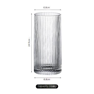 Vertical Stripe Glass Cup - Minimalist Coffee & Juice Cup For Cold Drinks, Milk Tea, And Home Use_voghion.com