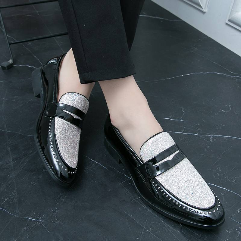 New Colored Banquet Dress Business Men's Shoes With One Foot Pointed Toe Casual Loafers Korean Style Trendy British Style Wedding Shoes_voghion.com