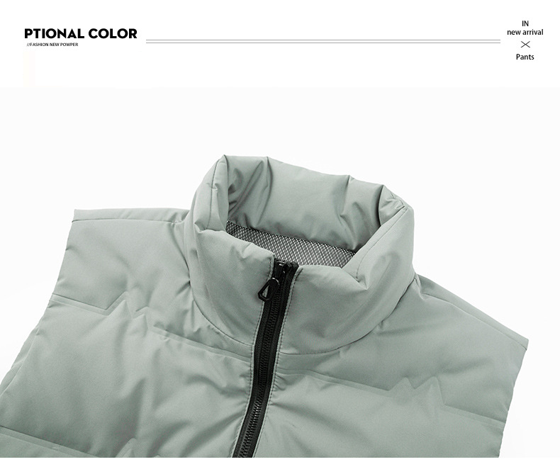 Men's Winter Down Vest With Stand Collar, Thickened Warm White Duck Down Vest For Autumn & Winter_voghion.com