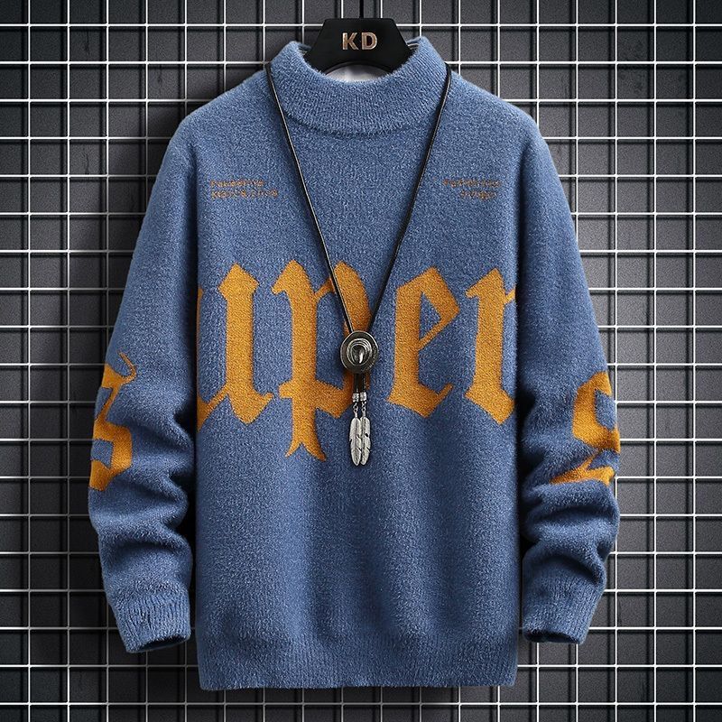 "Men's Chunky Knit Sweater – Oversized Cable-Knit Pullover (High Neck, Winter, Unisex)"_voghion.com