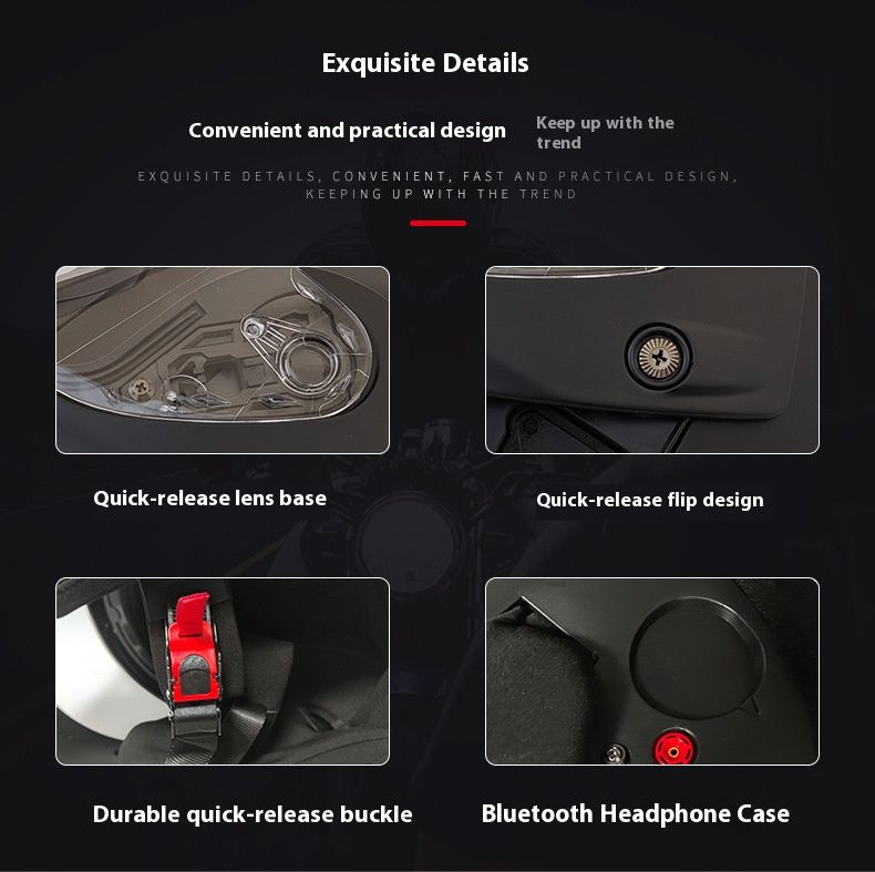 DOT & 3C Certified Modular Bluetooth Motorcycle Helmet – ABS Flip-Up Helmet With 500mAh Intercom, Dual Visors & 12 Color Options_voghion.com