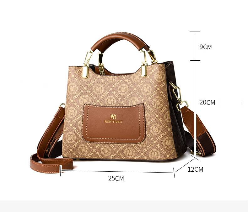 Borsa a tracolla alla moda da donna - Elegante borsa a tracolla in PU per l'uso quotidiano, borsa a secchiello alla moda con stampa, morbida e leggera (vari colori)_voghion.com