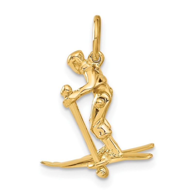 14K 3D Moveable Snow Skier Charm_voghion.com