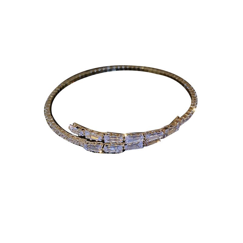 Bracciale da donna elegante e versatile, con fiocco in zircone, aperto, alla moda e di nicchia._voghion.com