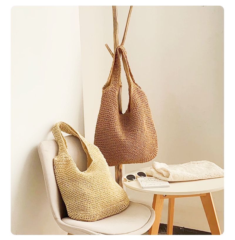 Borsa a tracolla da donna, borsa a tracolla in paglia Holiday Wind, borsa tote in paglia, grande capacità, borsa da spiaggia per laptop_voghion.com