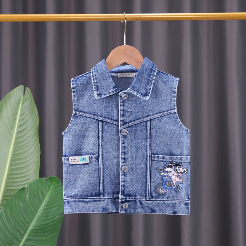 Kinderkleidung Baby Jungen Herbstanzug 2024 neue Kinderkleidung hübscher Junge Frühling und Herbst Jeansweste dreiteiliger Anzug trendy_voghion.com