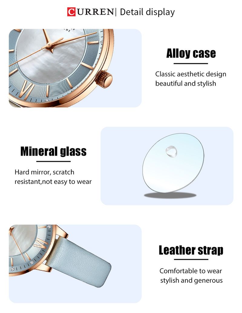 Elegante orologio al quarzo da donna con quadrante a conchiglia, cinturino in pelle ultrasottile, resistente all'acqua fino a 30 m, orologio a conchiglia con quadrante piccolo, cinturino ultrasottile impermeabile_voghion.com