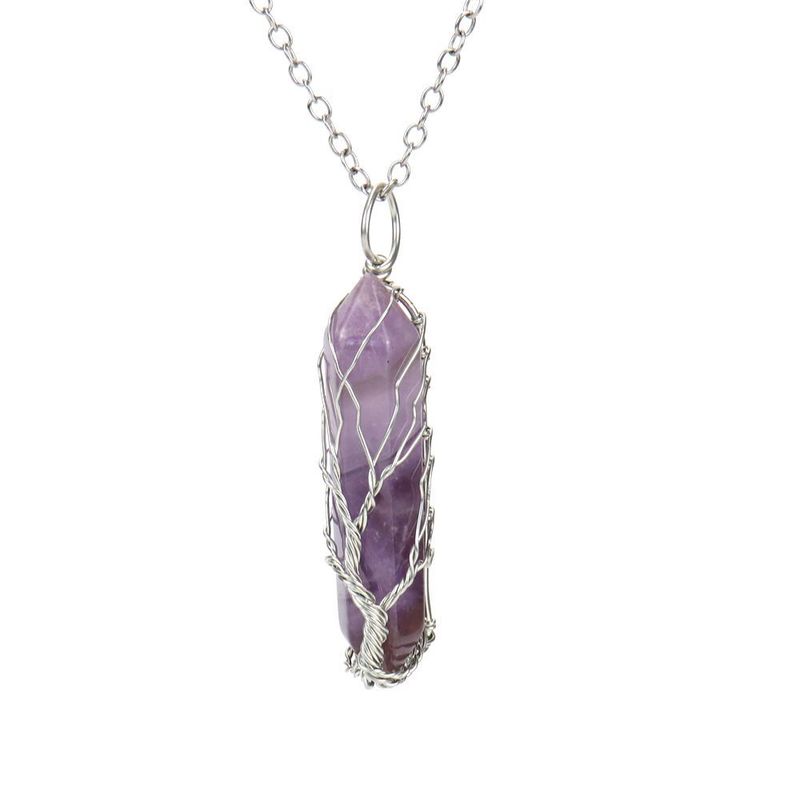 Handcrafted Tree Of Life Pendant Necklace With Natural Crystal Prisms - Elegant Boho Jewelry For Women (Multiple Stone Options Available)_voghion.com