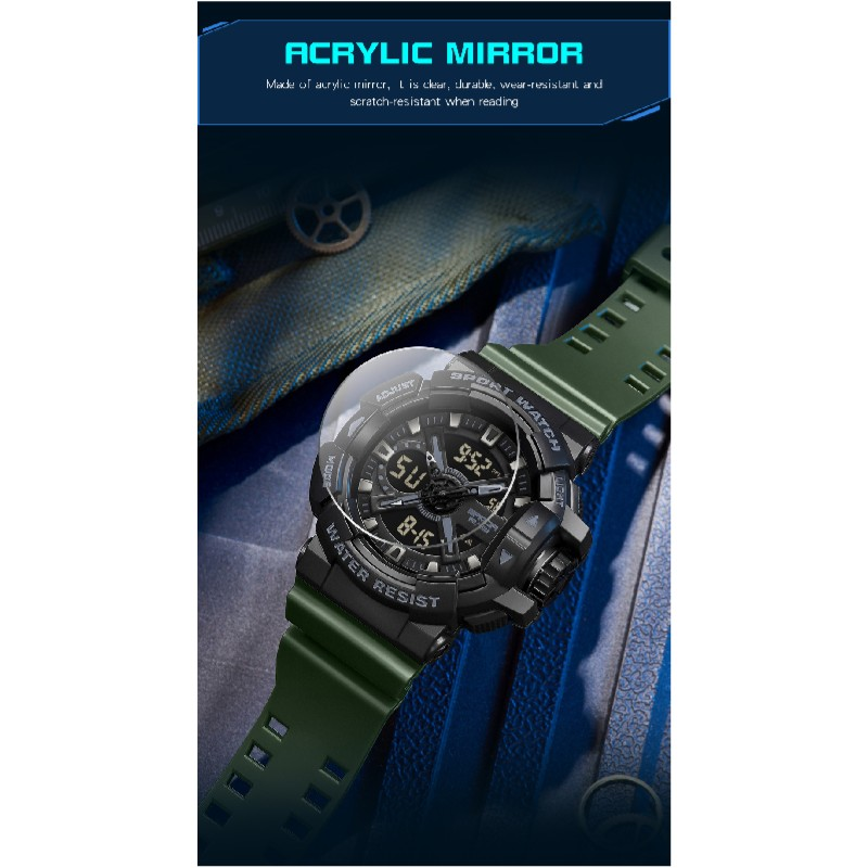 SANDA New Men's Watch Dual Screen Sport 50M Waterproof Digital Watch Quartz Watch Clock Relogio Masculino_voghion.com