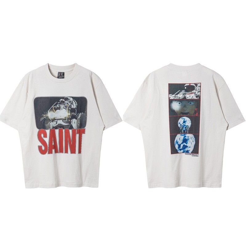 Marchio alla moda in stile americano Saint Michael, maglia a maniche corte unisex per coppie, strato di base estivo FOG High Street Ins_voghion.com