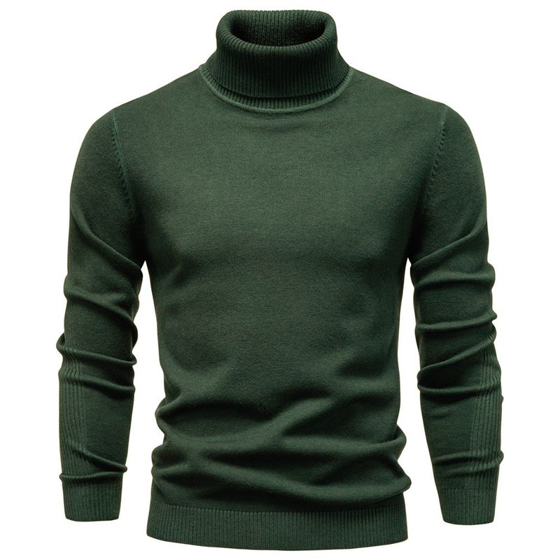 Herfst Winter Nieuwe Effen Kleur Pullover Hoge Hals Heren Casual Gebreide Trui_voghion.com