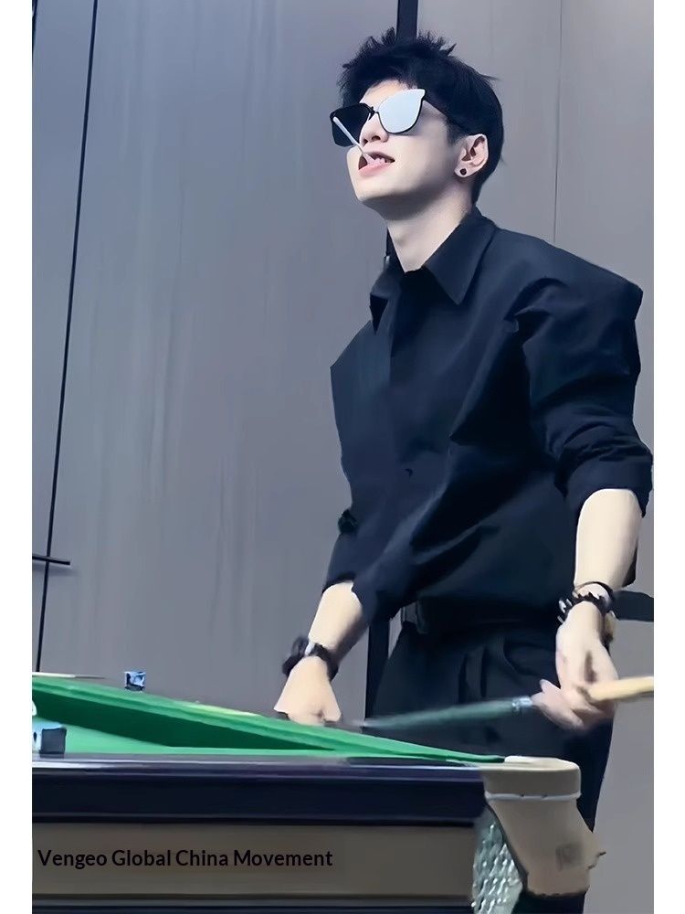 Pulse Pulse Bai Jingting Sang Yan Same Style Black Men Spring Autumn High-end Long Sleeve Shirt Suit Inner Wear Minimalist Jacket_voghion.com