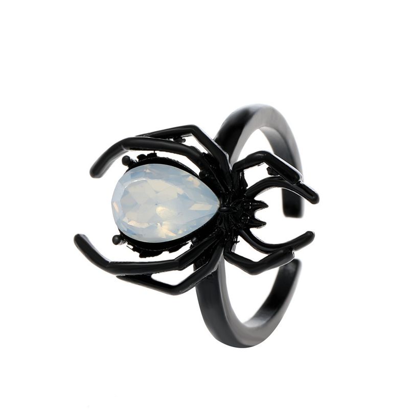 Niche Design Halloween With Inlaid Diamonds Open Personality Spider Ring_voghion.com