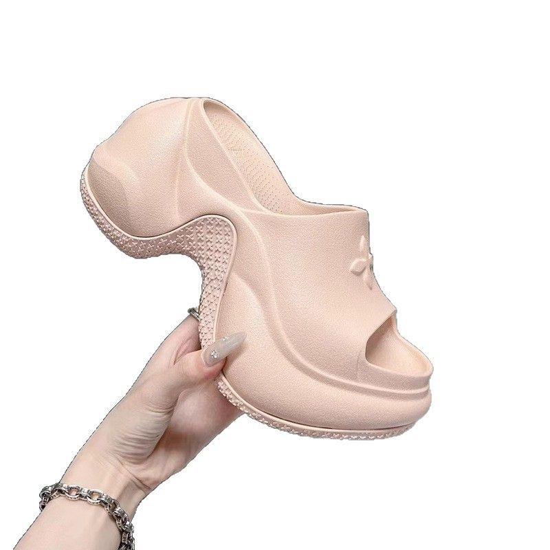 25ss Cross 9cm Topversie Bloem Dikke Zool Pantoffels Voor Vrouwen Zomer Buiten 2025 Mode Nieuwe Platform Hoogte Verhoging_voghion.com