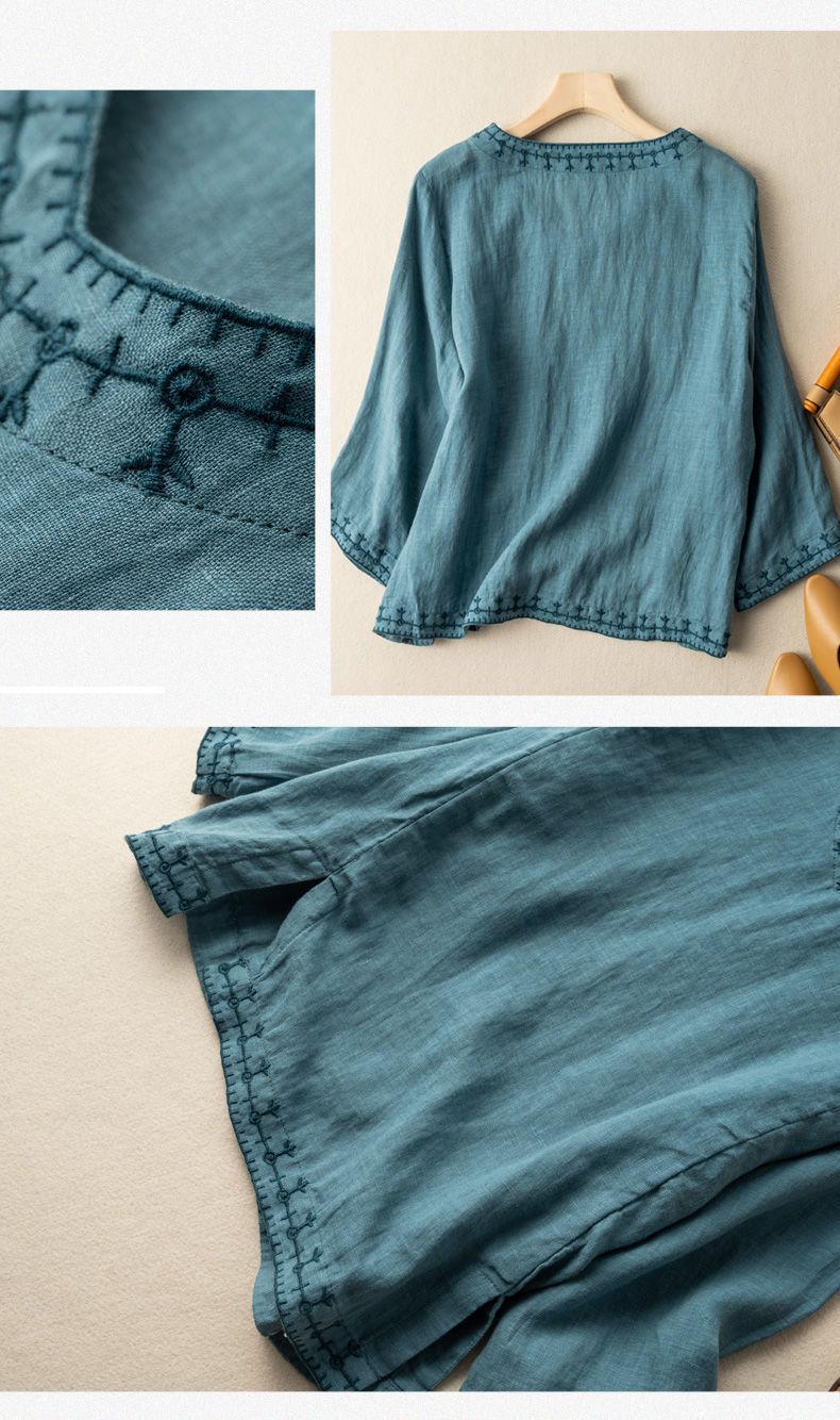 T-shirt ampia e sottile con design retrò artistico da donna_voghion.com
