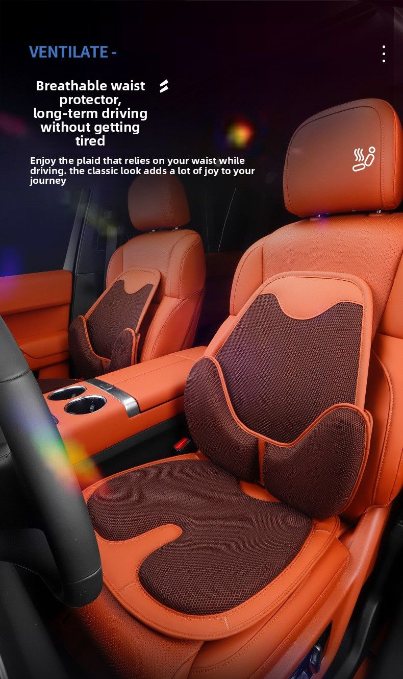 Comfortabele, antislip universele autohoes, ventilatie, ijszijde, vier seizoenen, ademend zitkussen, tailleondersteuning_voghion.com
