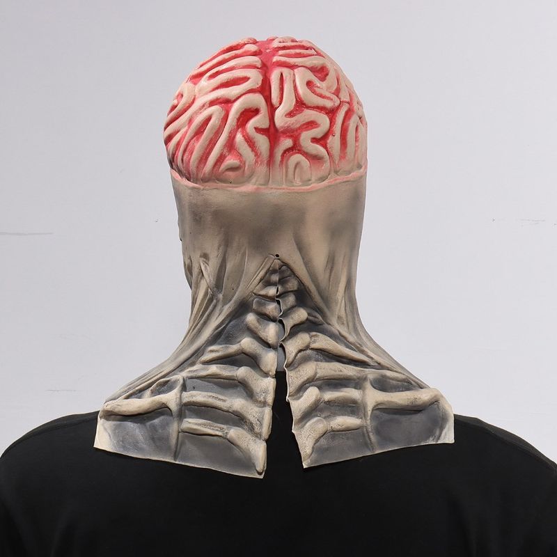 Maschera biochimica del teschio di Lofytain Cosplay terrificante scheletro del cervello cuffia in lattice Halloween Halloween_voghion.com
