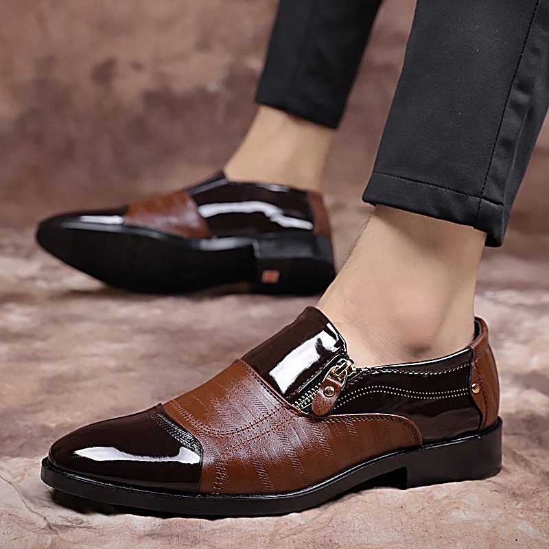 New High Quality Leather Men's Business Casual Leather Shoes, Formal Shoes, Pointed Low Top Shoes, Western Denim Versatile_voghion.com