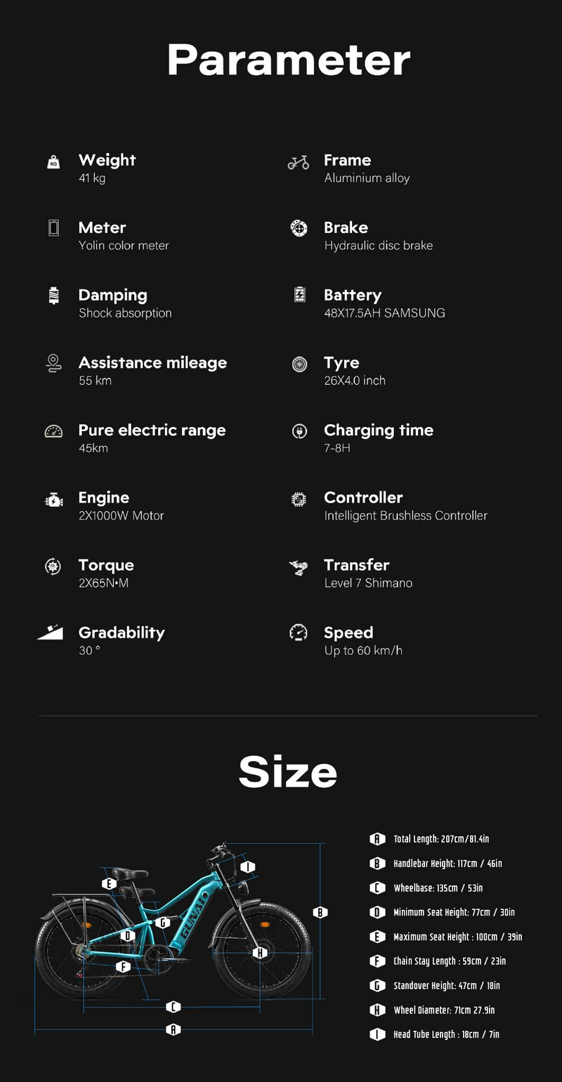 GUNAI-M2 Ebike 2000 W električno kolo z dvojnim motorjem 26x4,0 Off Road Fat Tire električna kolesa z navorom 130 NM 48 V 17,5 AH baterija_voghion.com