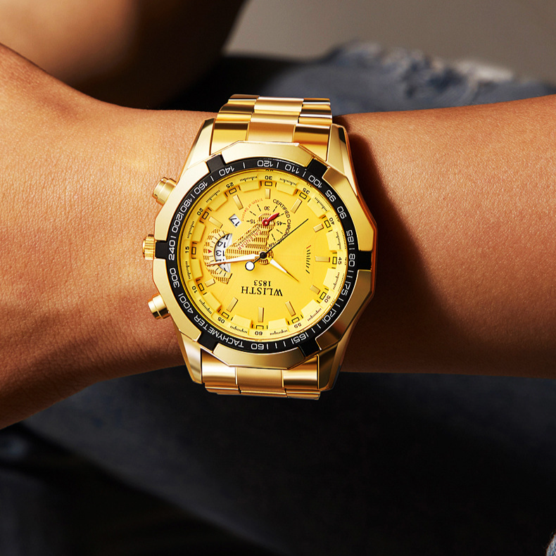 Uhr Großes Zifferblatt Quarzuhr Kalender Stahlband Herrenuhr Mode Casual Herrenuhr_voghion.com