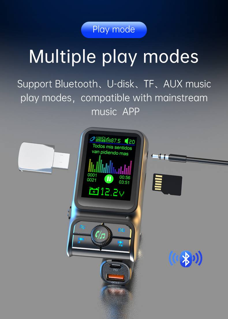 BC85 Bluetooth 5.0 Car Stereo: Fast Charging, TF Card Support, Hands-Free Calling, BASS EQ, Universal Mobile Phone Compatibility_voghion.com