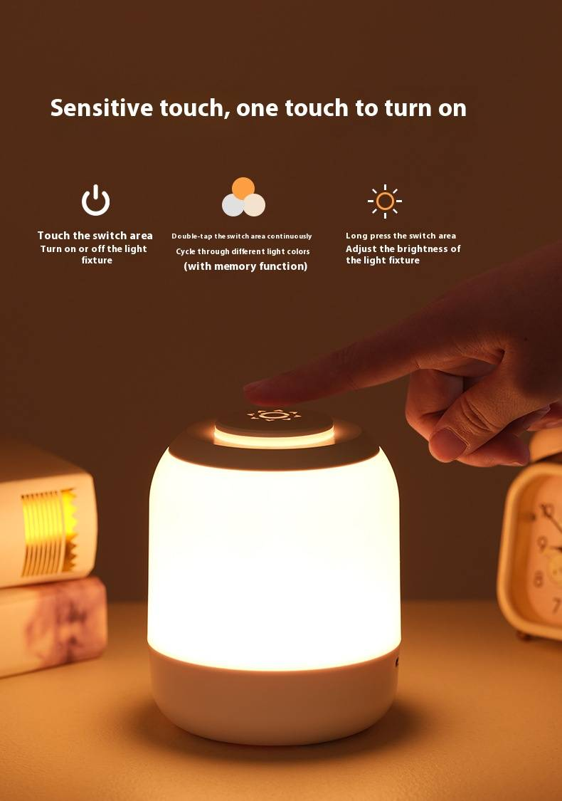 Luce notturna a LED ricaricabile touch, lampada da comodino per alimentazione notturna, lampada da tavolo per dormitorio, lampada per atmosfera_voghion.com