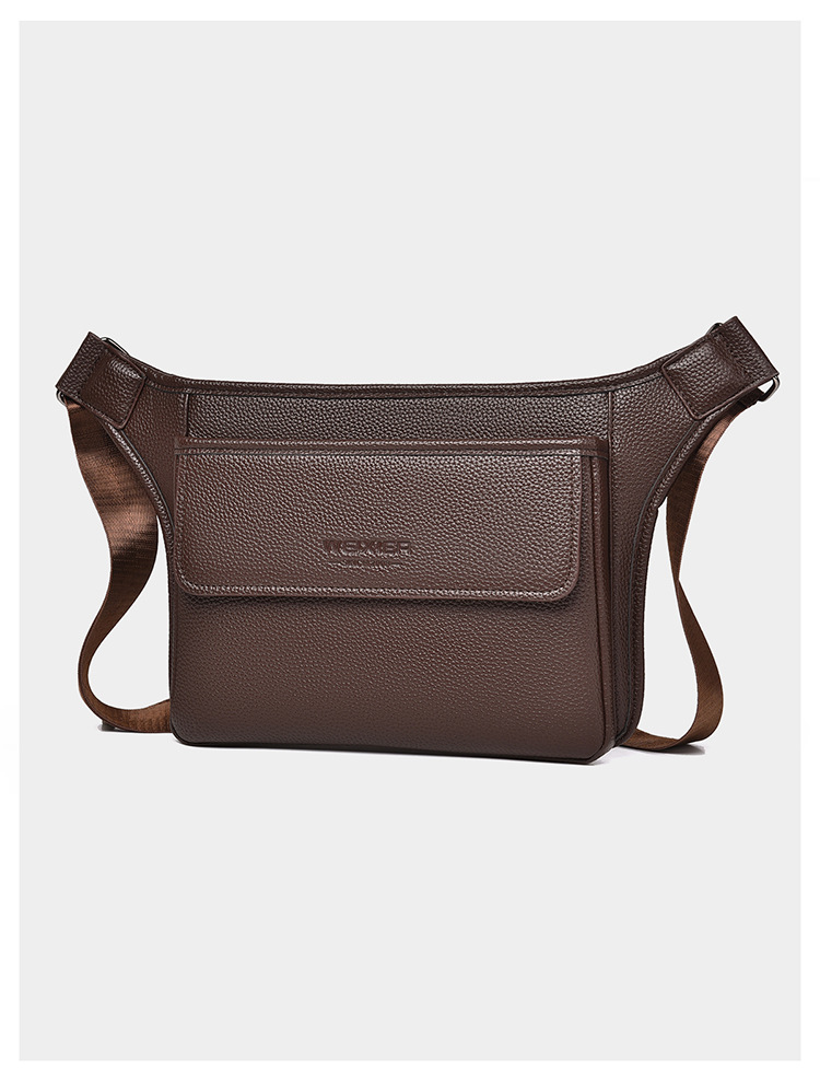 Men's Bags High End Retro Trend Large Capacity Waterproof Shoulder Bag Men's Lychee Pattern Bag_voghion.com