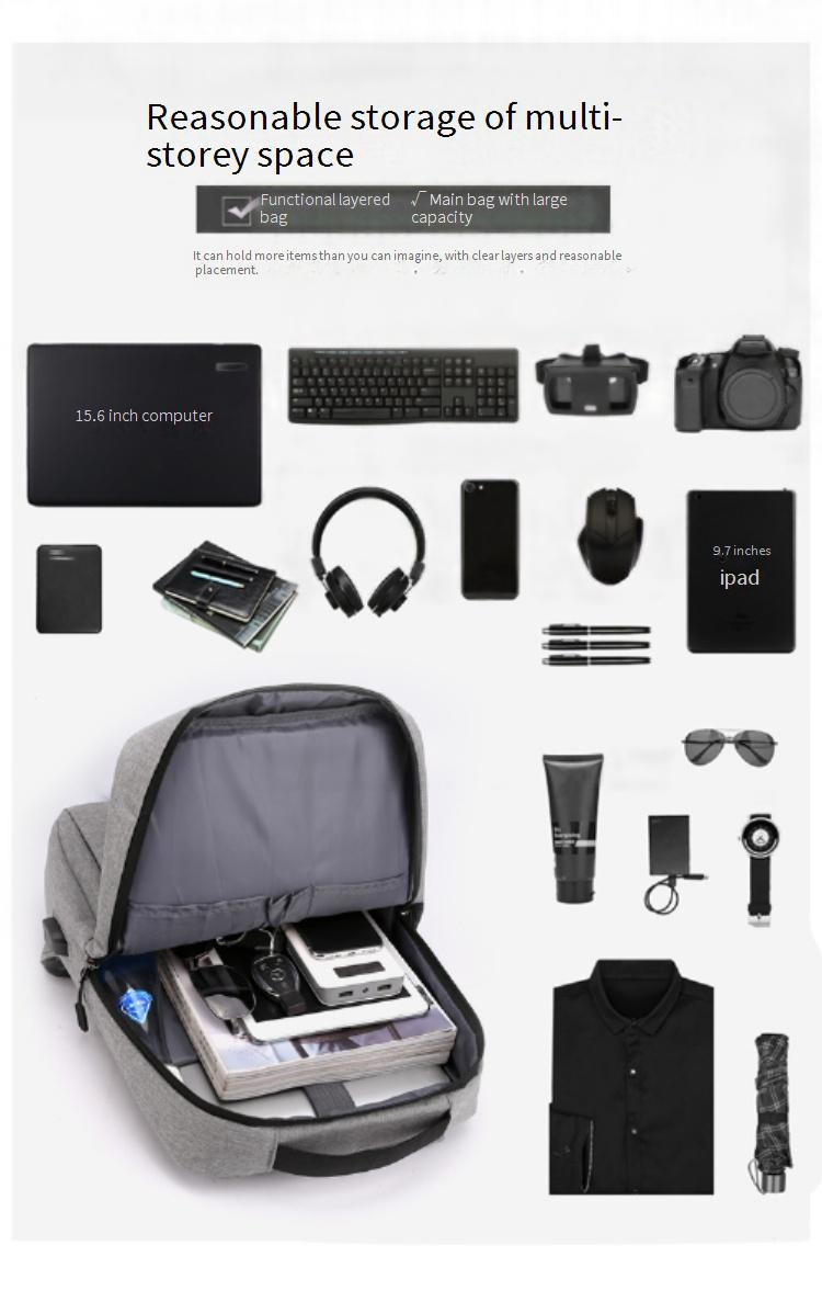 Unisex-Rucksack mit großer Kapazität und USB-Ladefunktion – wasserdichte Laptoptasche mit Diebstahlschutz-Design für Business und Reisen_voghion.com