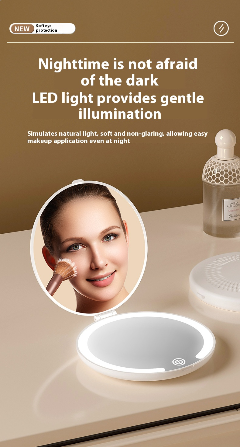 Eleganter, personalisierter Geschenkspiegel mit LED-Licht – kompakt und stilvoll für Zuhause, Büro und unterwegs (80 mm Durchmesser, ABS-Rahmen)_voghion.com