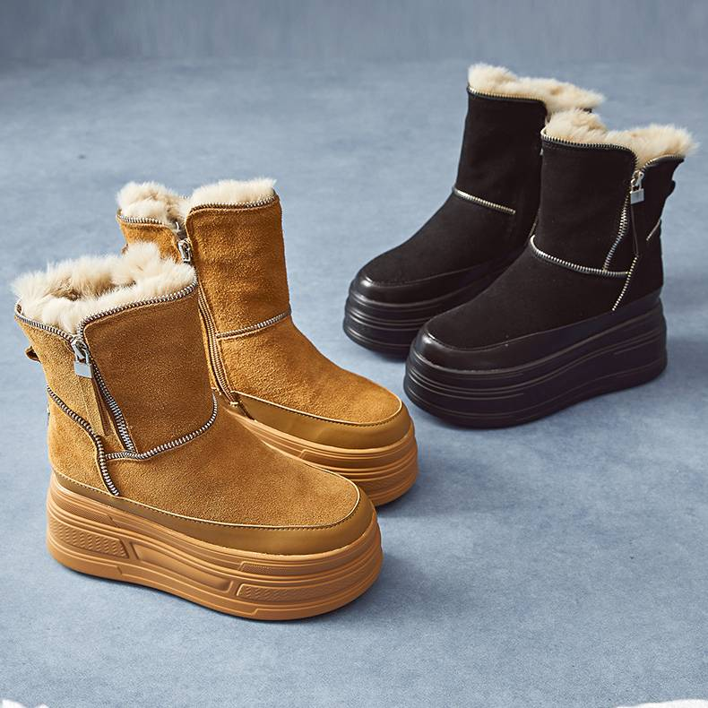 Women's Shoes Now Boots New Thick Cotton Shoes Thick Sole Warm Inner Height Increase Winter Plus Fleece_voghion.com