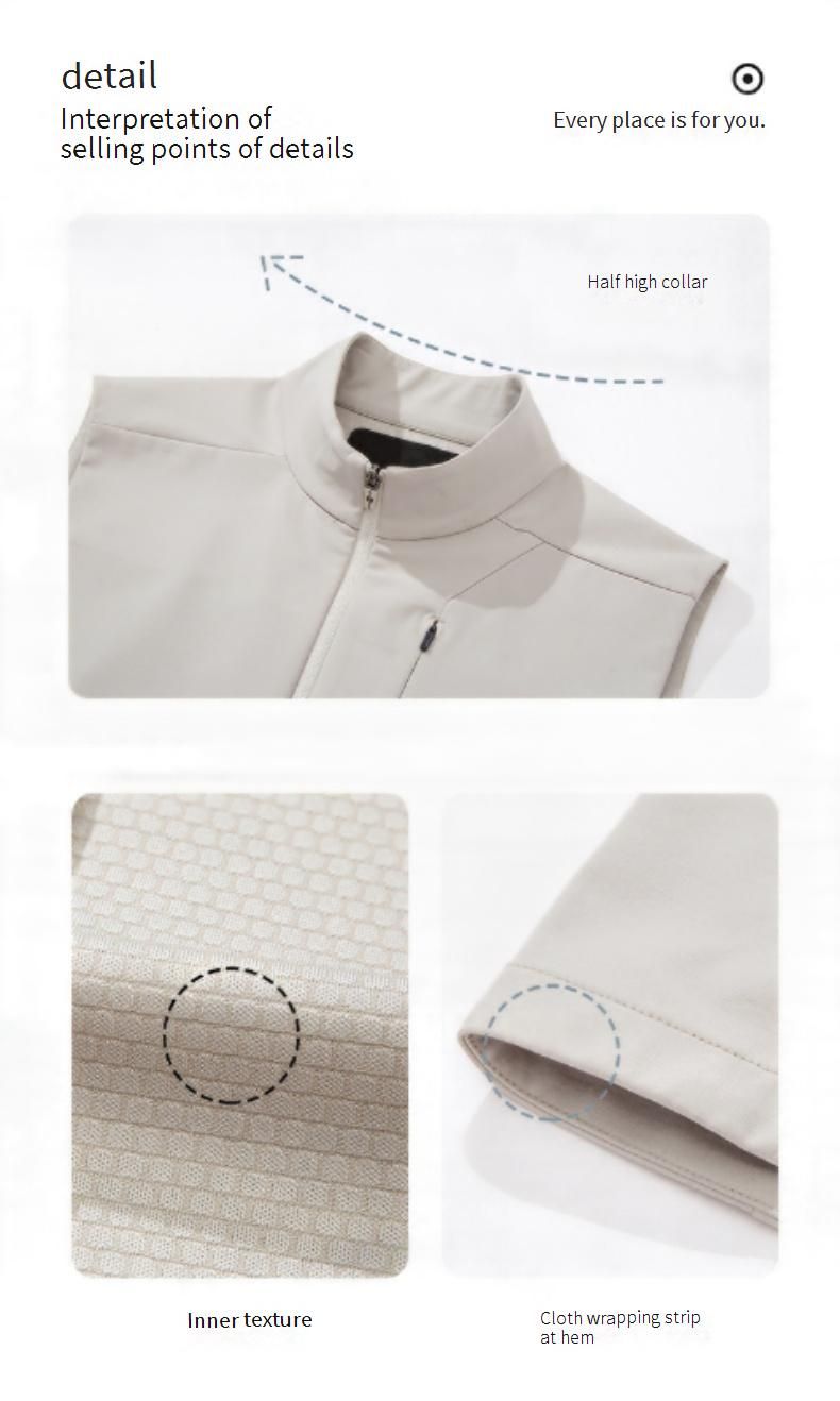 Men's Autumn/Winter Softshell Vest – 270g 50D Polyester Grid Fabric | Windproof & Wrinkle-Resistant Stand Collar Design (M-4XL)_voghion.com